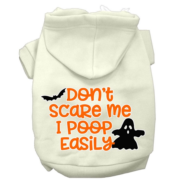 Don't Scare Me, Poops Easily Screen Print Dog Hoodie Cream XL